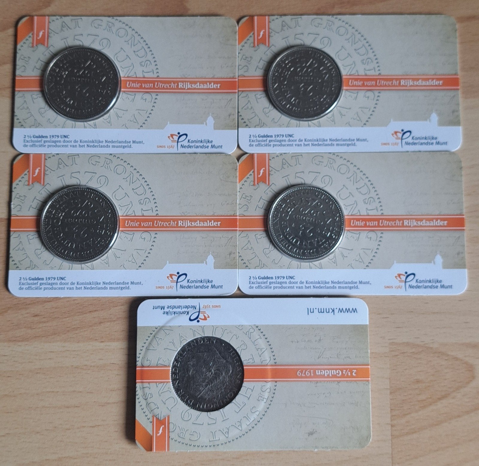 5 of 10 X Unie van Utrecht rijksdaalder, Postzegels en Munten, Ophalen of Verzenden, Koningin Juliana, 2½ gulden