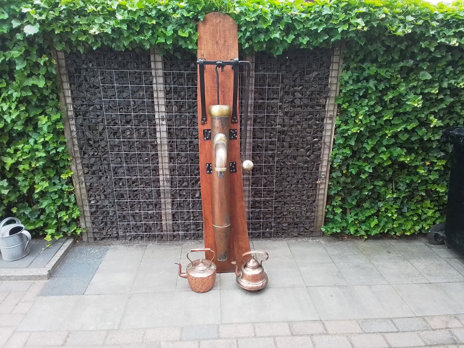 Koperen pomp met 2 ketels., Antiek en Kunst, Ophalen, Koper