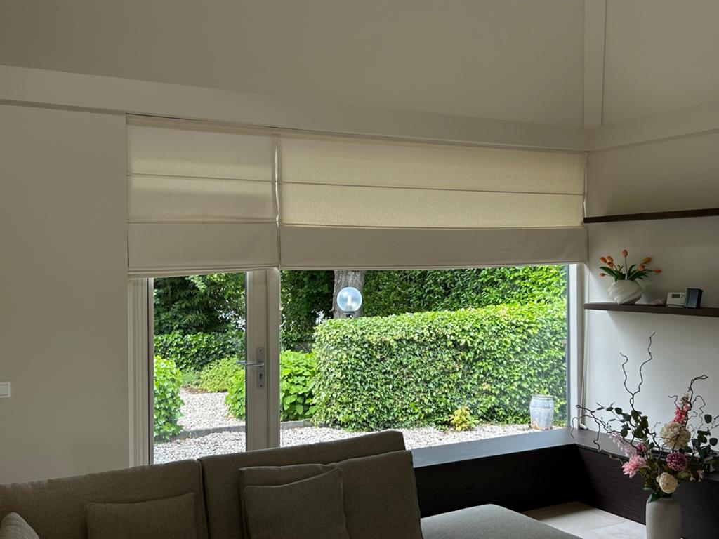 Lichtdoorlatende vouwgordijnen inclusief rails en koord, Ophalen, 100 tot 150 cm, 200 cm of meer, Beige