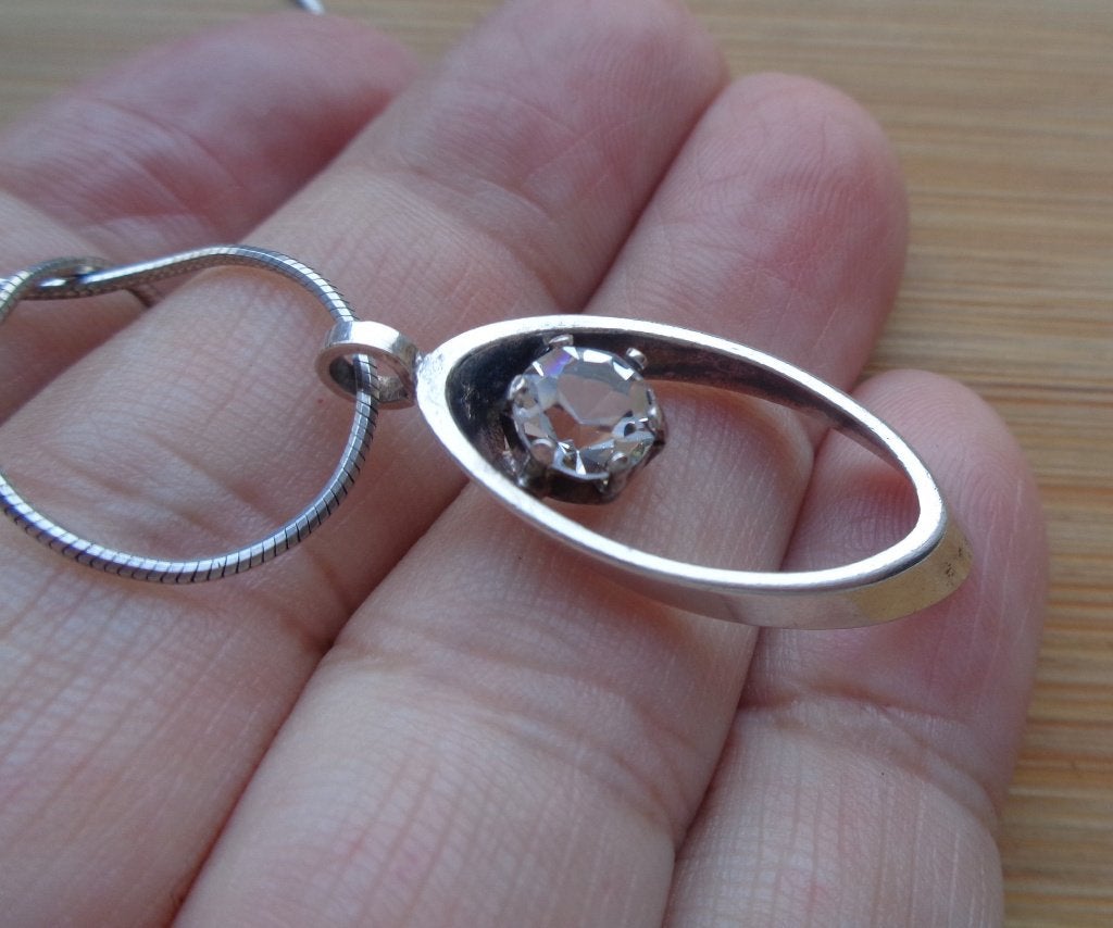 zilveren ketting met mooie design hanger [1109], Met hanger, Verzenden, Zo goed als nieuw, Zilver
