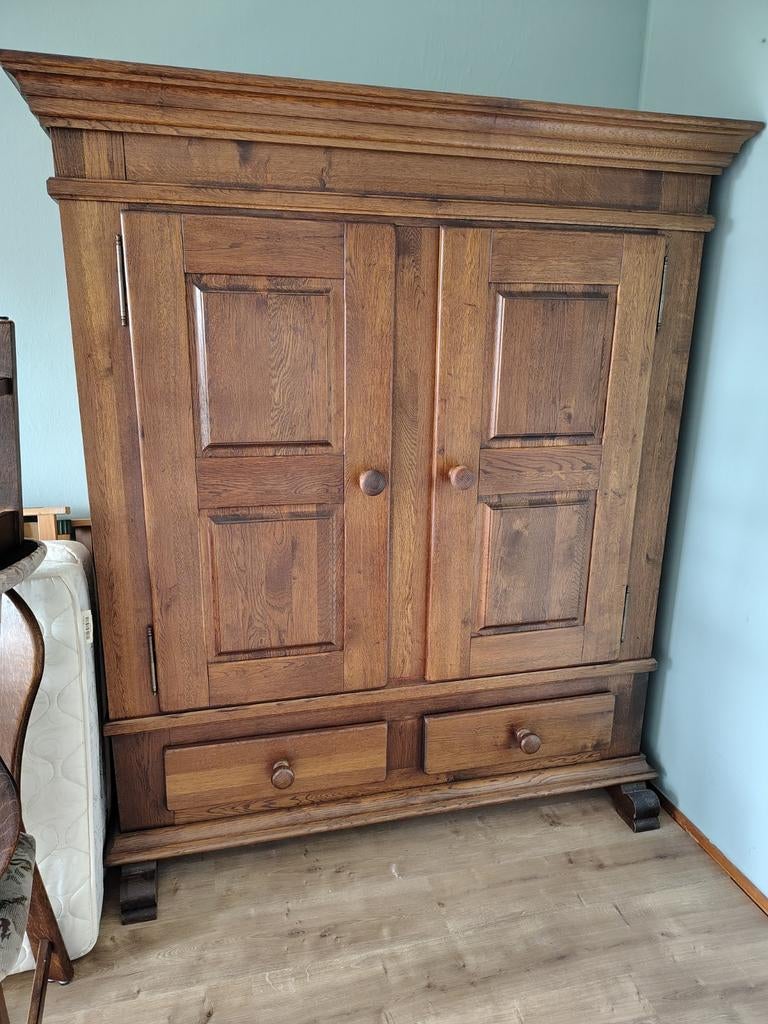 Massief eiken kast met lade en planken, Antiek en Kunst, Ophalen