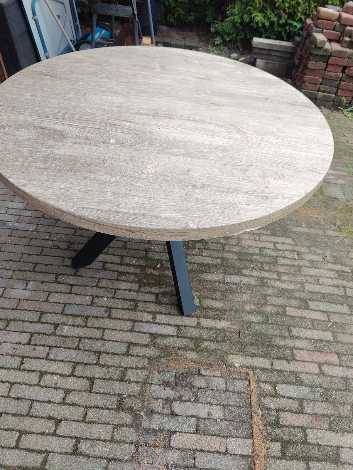 Rond tafelblad met spinpoot - 120 cm - opknapper, Gebruikt, Rond, Ophalen, Overige houtsoorten