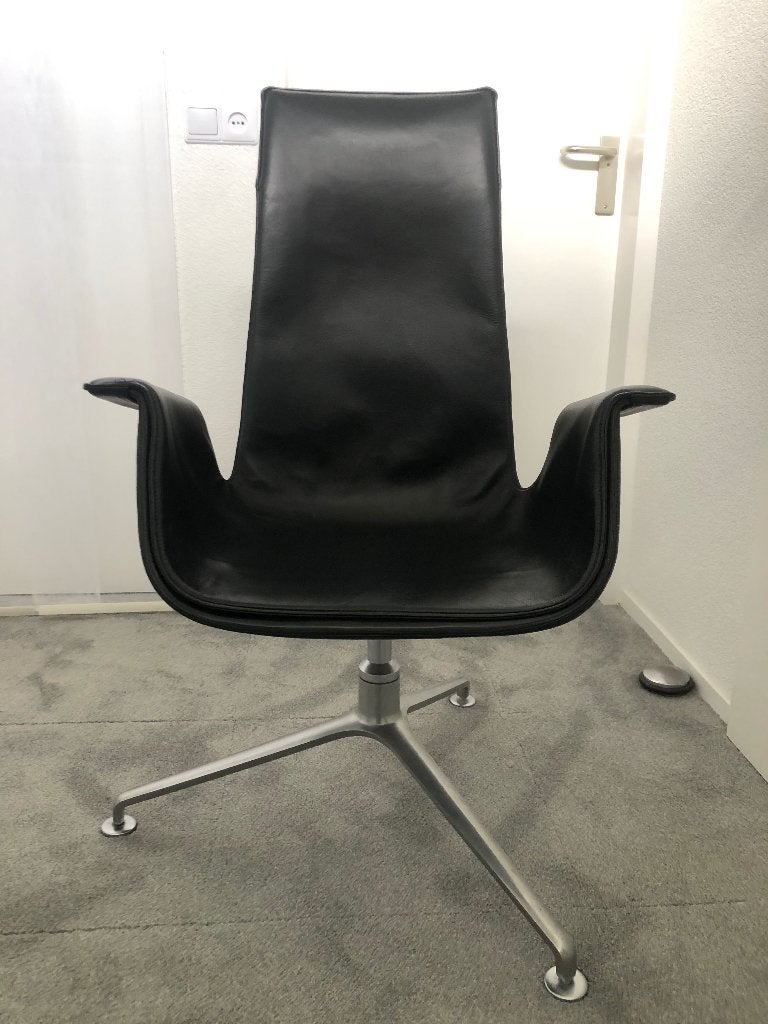 FK 6725-3G Tulip chair, Ophalen, Gebruikt, Zwart, Leer