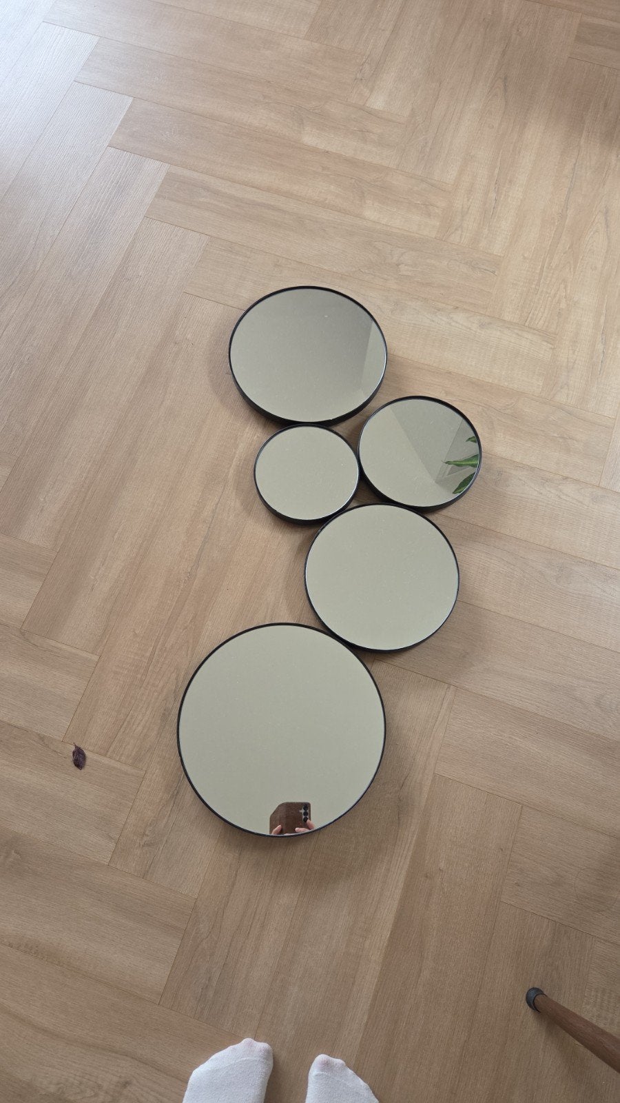 Set van 5 ronde spiegels - diverse maten, Huis en Inrichting, Ophalen, Rond, Zo goed als nieuw, 75 tot 100 cm