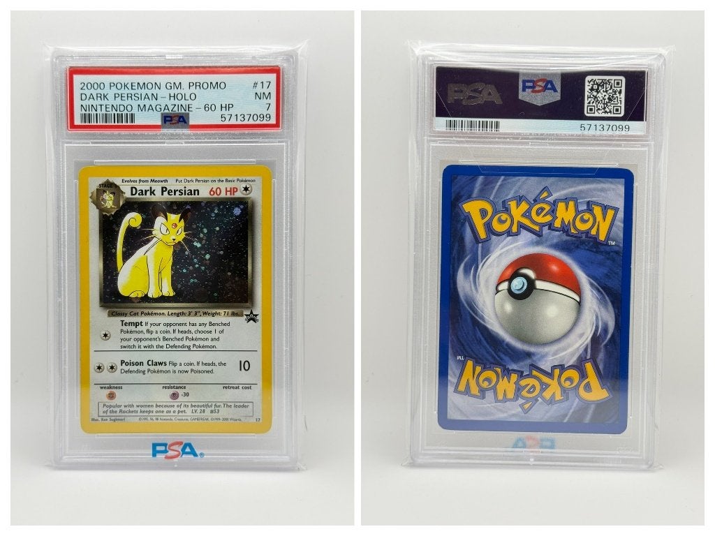 Dark Persian Holo #17 Nintendo Magazine Promo PSA 7, Hobby en Vrije tijd, Verzamelkaartspellen | Pokémon, Verzenden, Zo goed als nieuw
