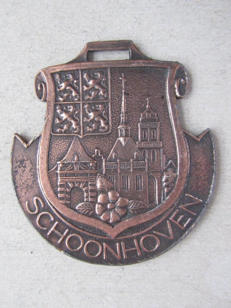 Schoonhoven Plaquette met stadszicht en wapen, brons, Ophalen of Verzenden, Brons, Nederland
