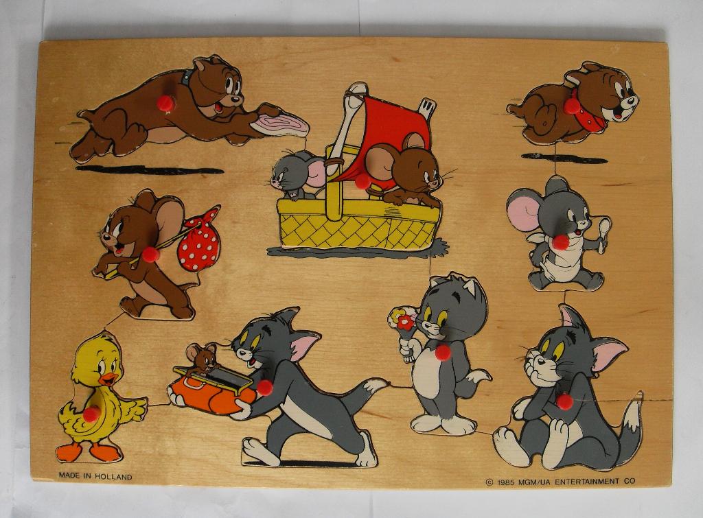 Tom & Jerry Houten Puzzel Tom and Jerry, 2 tot 4 jaar, Ophalen of Verzenden, Zo goed als nieuw, Van hout