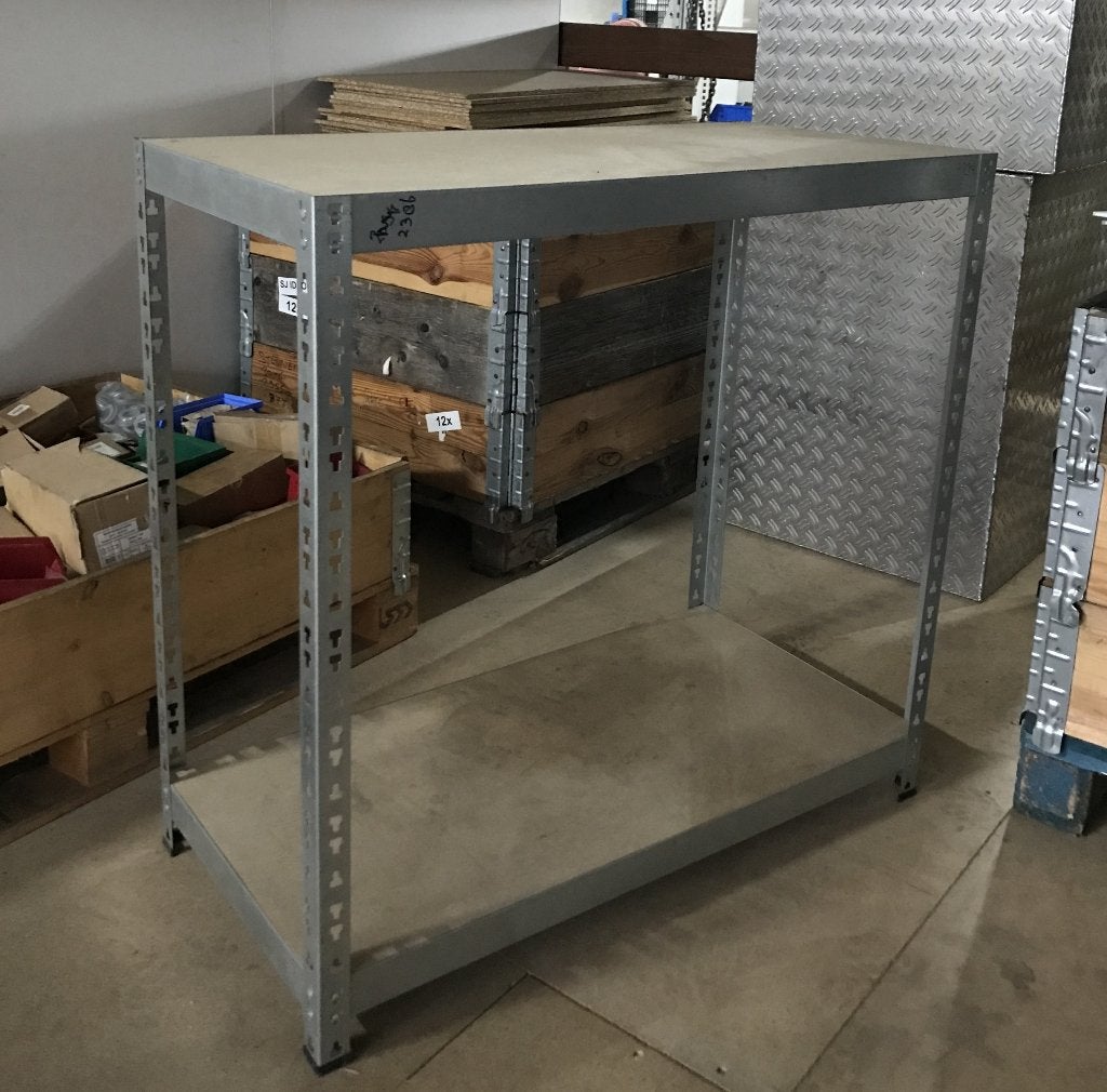 Stelling, staal gegalvaniseerd, houten legbord, 94x45x98 cm, Ophalen, Gebruikt