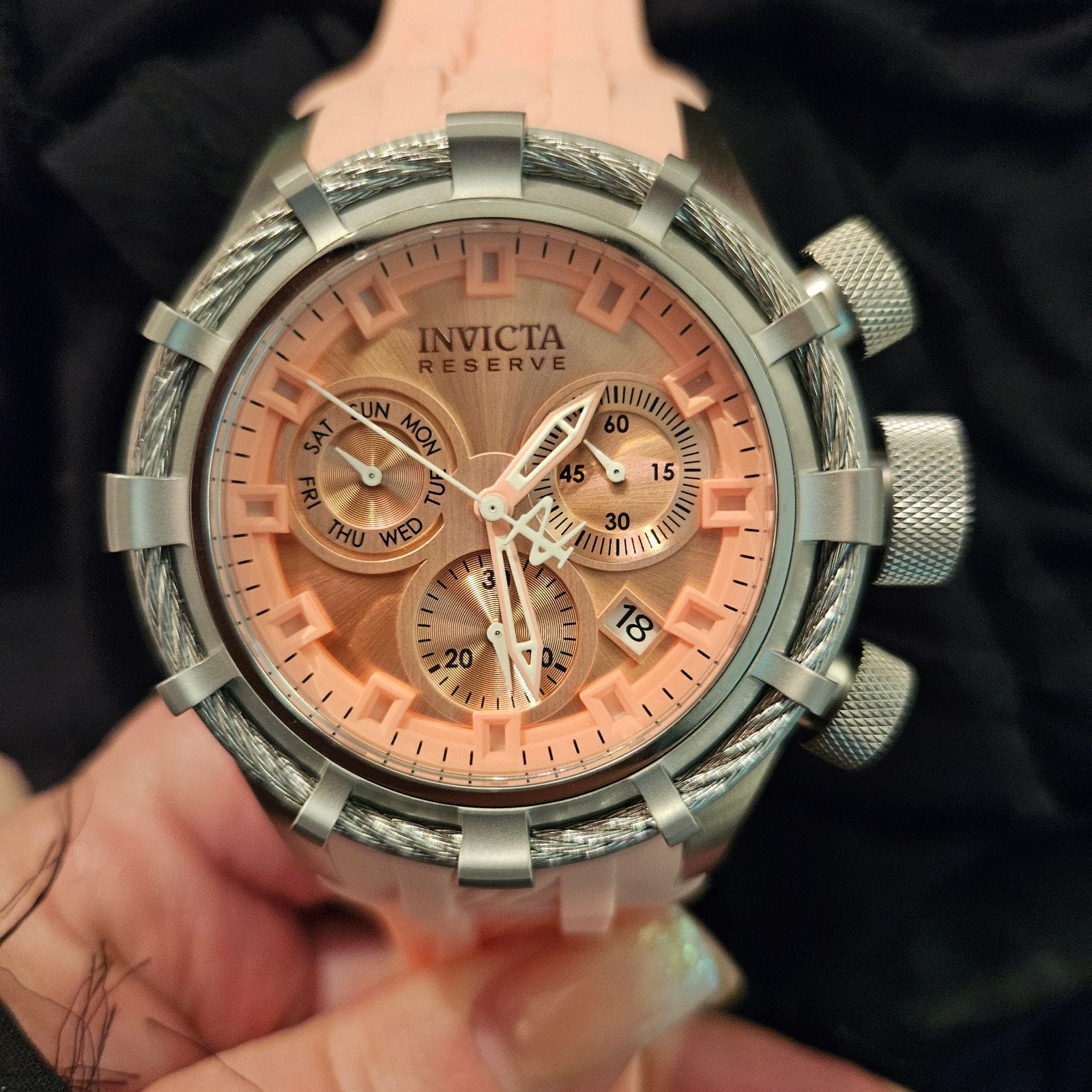 Uniek Invicta horloge - Baby roze met certificaat, Staal, Polshorloge, Kunststof, Zo goed als nieuw