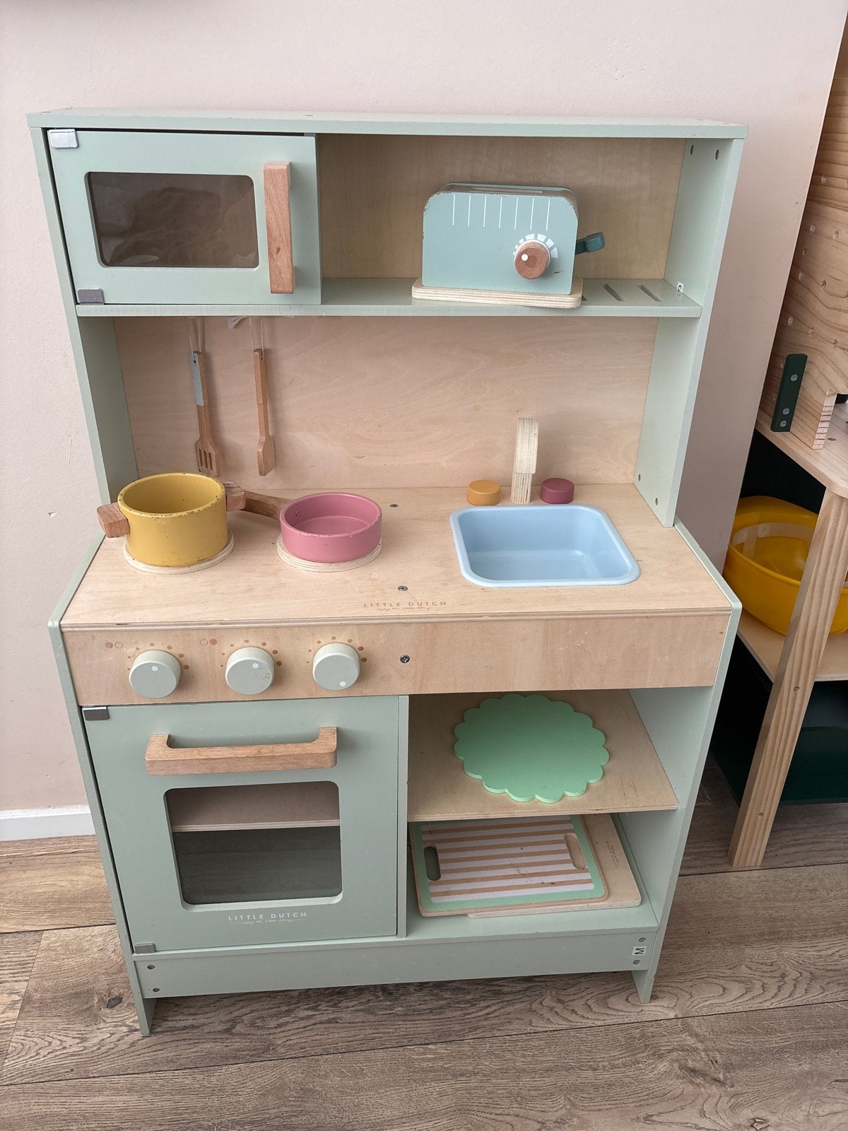 Little Dutch Houten Speelkeuken - Mintkleur, Kinderen en Baby's, Speelgoed | Speelkeukens, Gebruikt, Speelkeuken, Hout, Ophalen