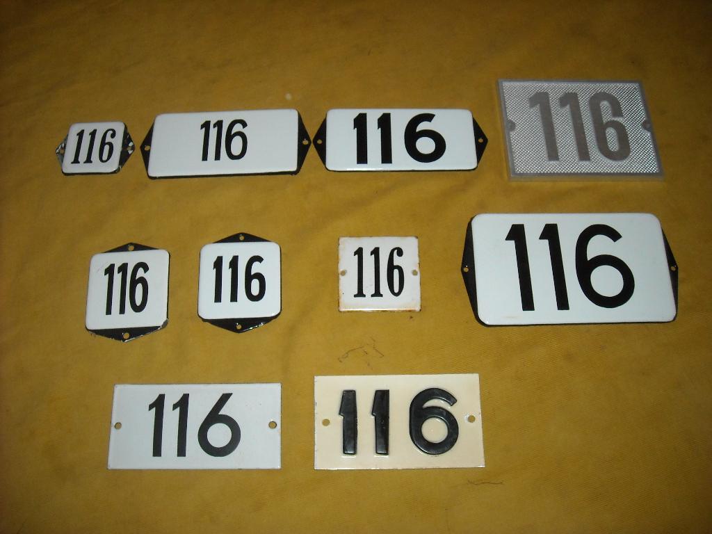 oud emaille huisnummer 116 ook 117 118 119 120 121 122 123 2, Antiek en Kunst, Antiek | Emaille, Ophalen of Verzenden
