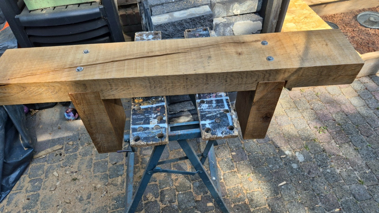 Massief europees eiken sidetable, Huis en Inrichting, Tafels | Sidetables, Ophalen, Nieuw, Landelijk - industrieel