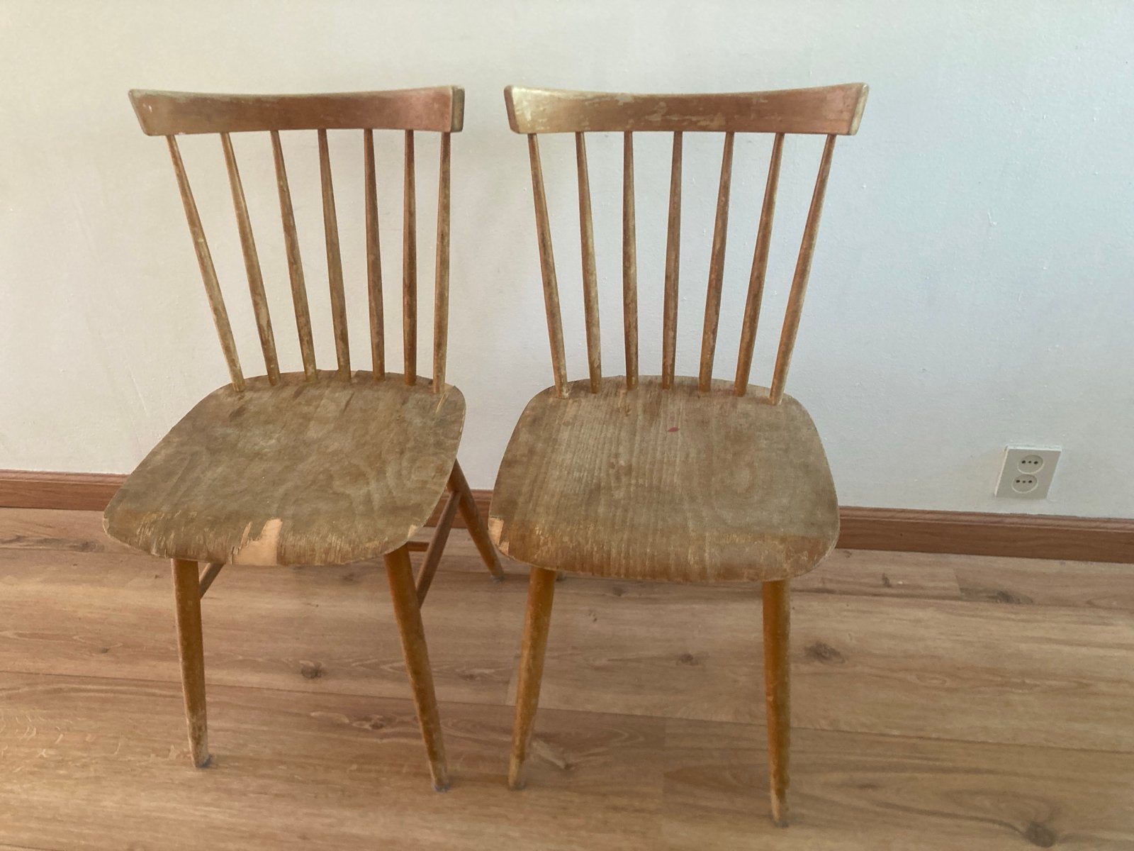 Set van 2 oude houten stoelen, Ophalen, Gebruikt, Twee, Bruin