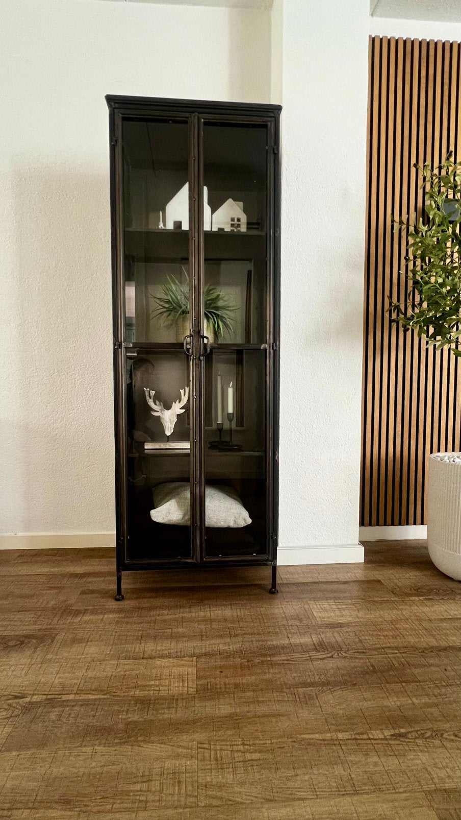 PTMD industriële vitrinekast. Zwart metaal/glas. Goede staat, Ophalen, 50 tot 100 cm, Zo goed als nieuw, Metaal