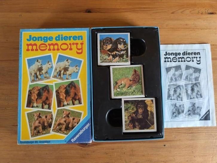 Jonge dieren memory vintage Ravensburger 1989, Ophalen of Verzenden, Zo goed als nieuw