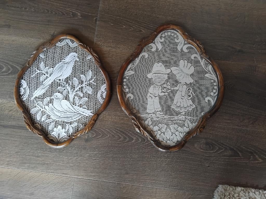 ANTIEK HOUTEN RAAMHOR/RAAMDECORATIE HANGEND, Ophalen