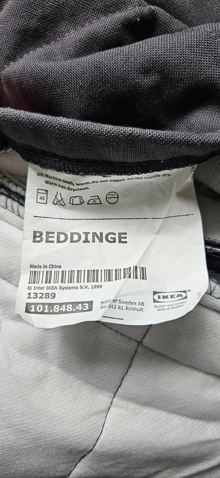 BEDDINGE hoes – donkergrijs, Huis en Inrichting, Slaapkamer | Beddengoed, Ophalen, Zo goed als nieuw, Tweepersoons, Grijs