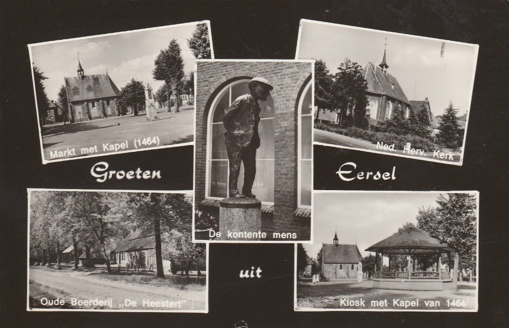 EERSEL Markt Kapel Boerderij Standbeeld Kiosk Groeten, Verzenden, 1960 tot 1980, Gelopen, Noord-Brabant