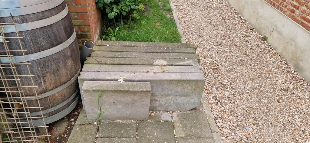 Betonbanden 10x35x100 cm - Gebruikt, Tuin en Terras, Tegels en Klinkers, Gebruikt, Overige typen, Ophalen of Verzenden, Minder dan 5 m²