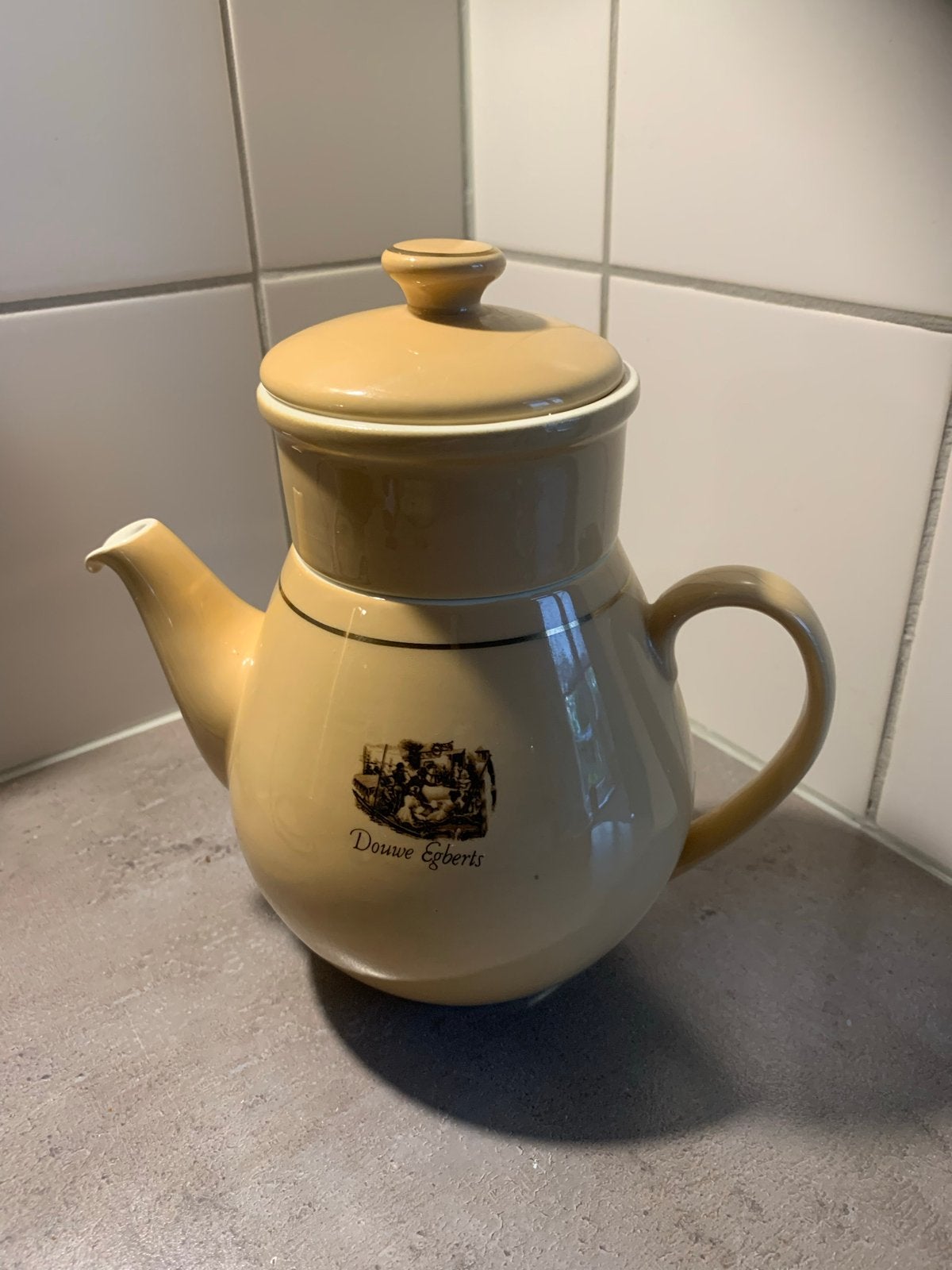 Vintage Douwe Egberts koffiepot met filter, Ophalen