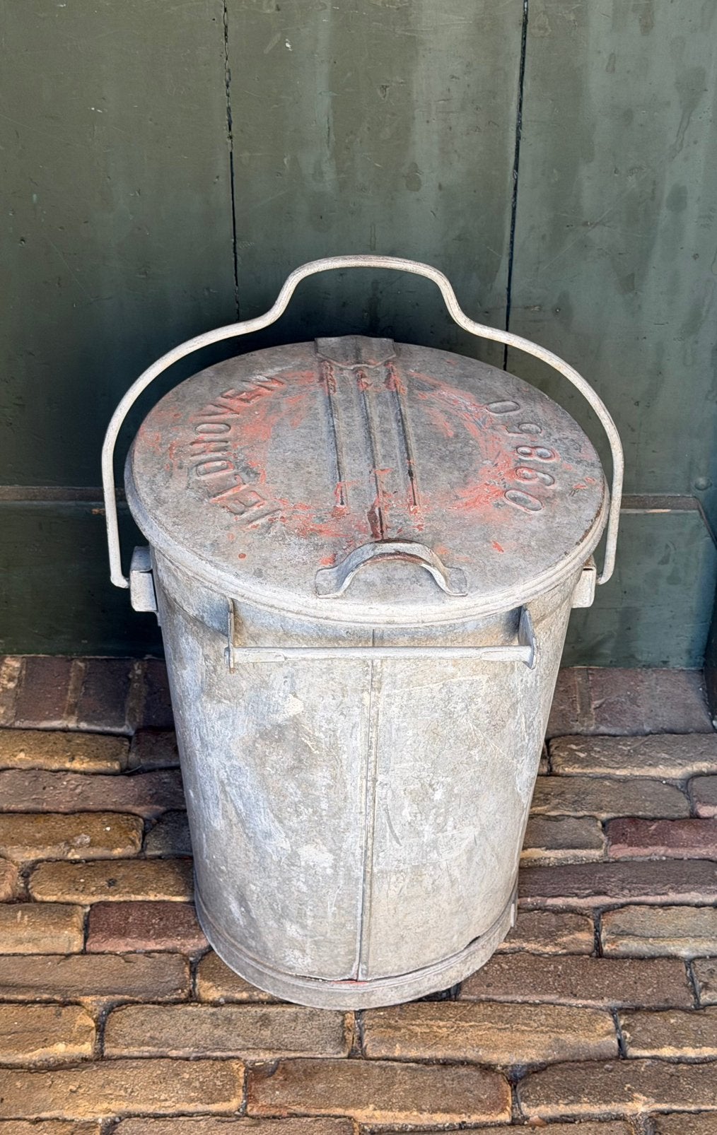 Brocante oud zinken vuilnisbak, Ophalen of Verzenden