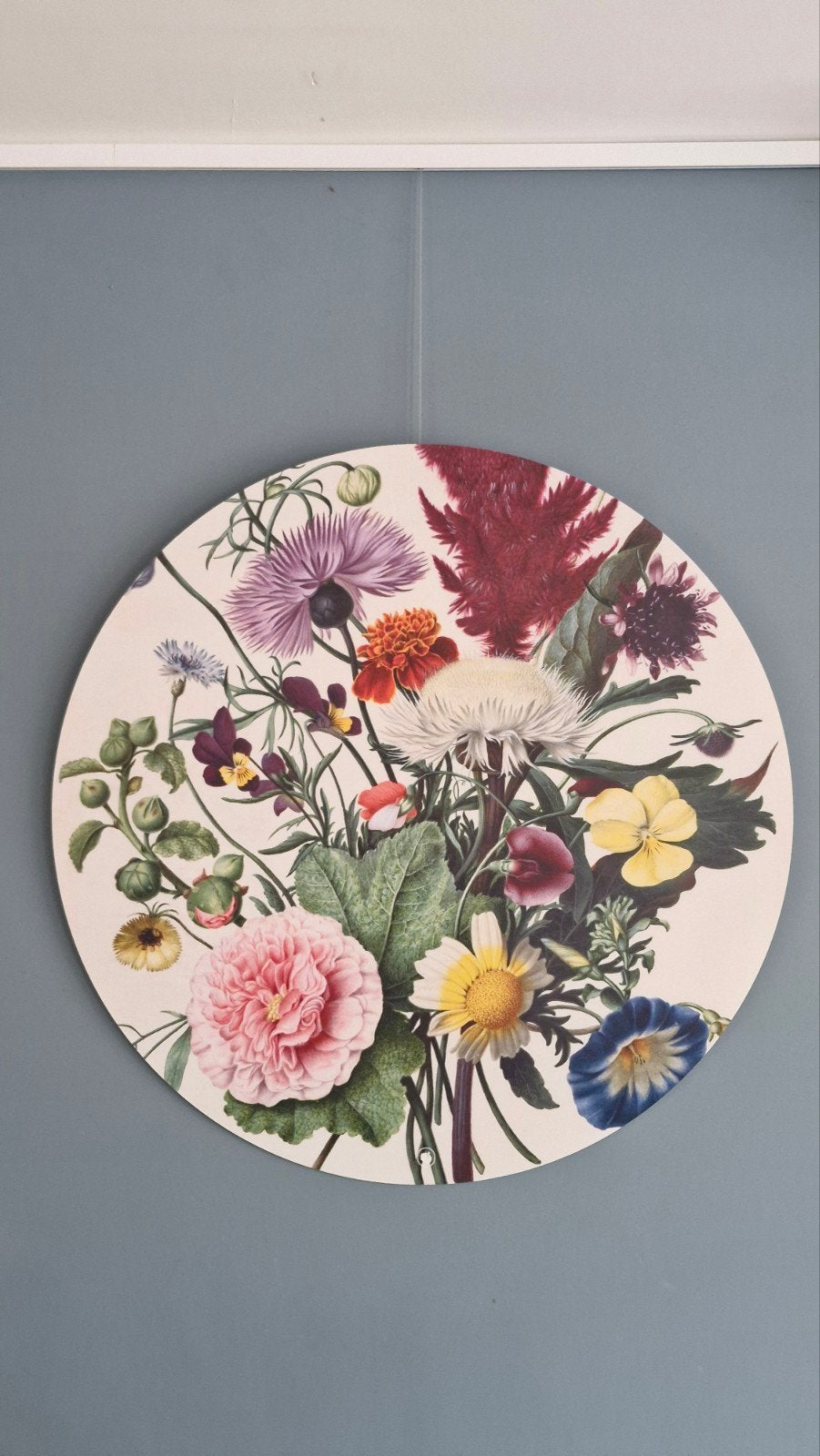 Hip Wandcirkel met bloemenprint - 80cm doorsnede, Huis en Inrichting, Ophalen