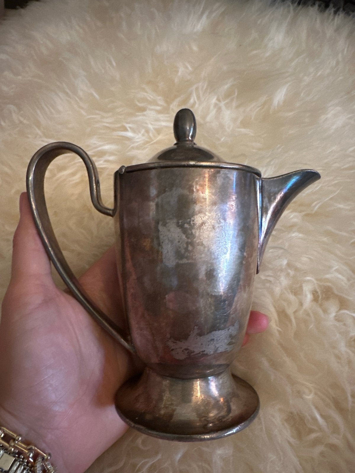 Antiek verzilverd kannetje - 0.30 l, Antiek en Kunst, Antiek | Goud en Zilver, Ophalen of Verzenden, Zilver