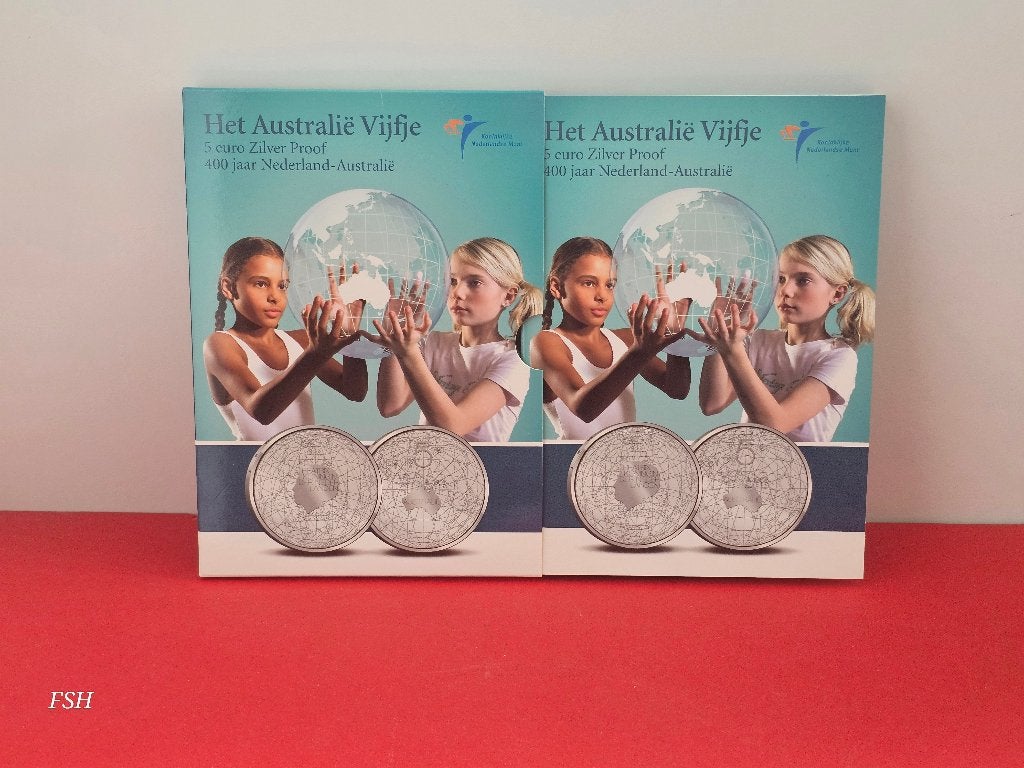 Het Australie Vijfje: 400 jaar Nederland - Australie. Proof., Postzegels en Munten, Munten | Nederland, Koningin Beatrix, Zilver