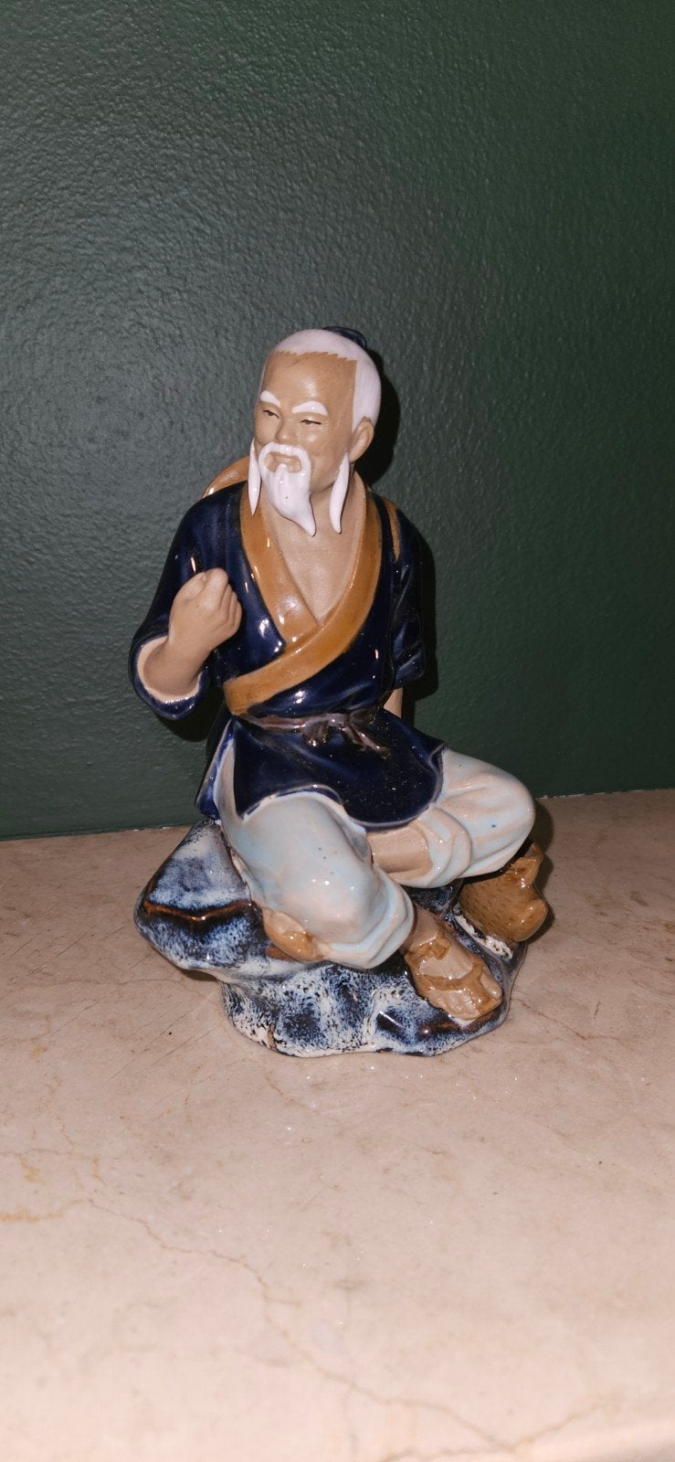 Vintage Mudman beeldje - Chinese visser/wijze, Ophalen of Verzenden, Zo goed als nieuw, Mens