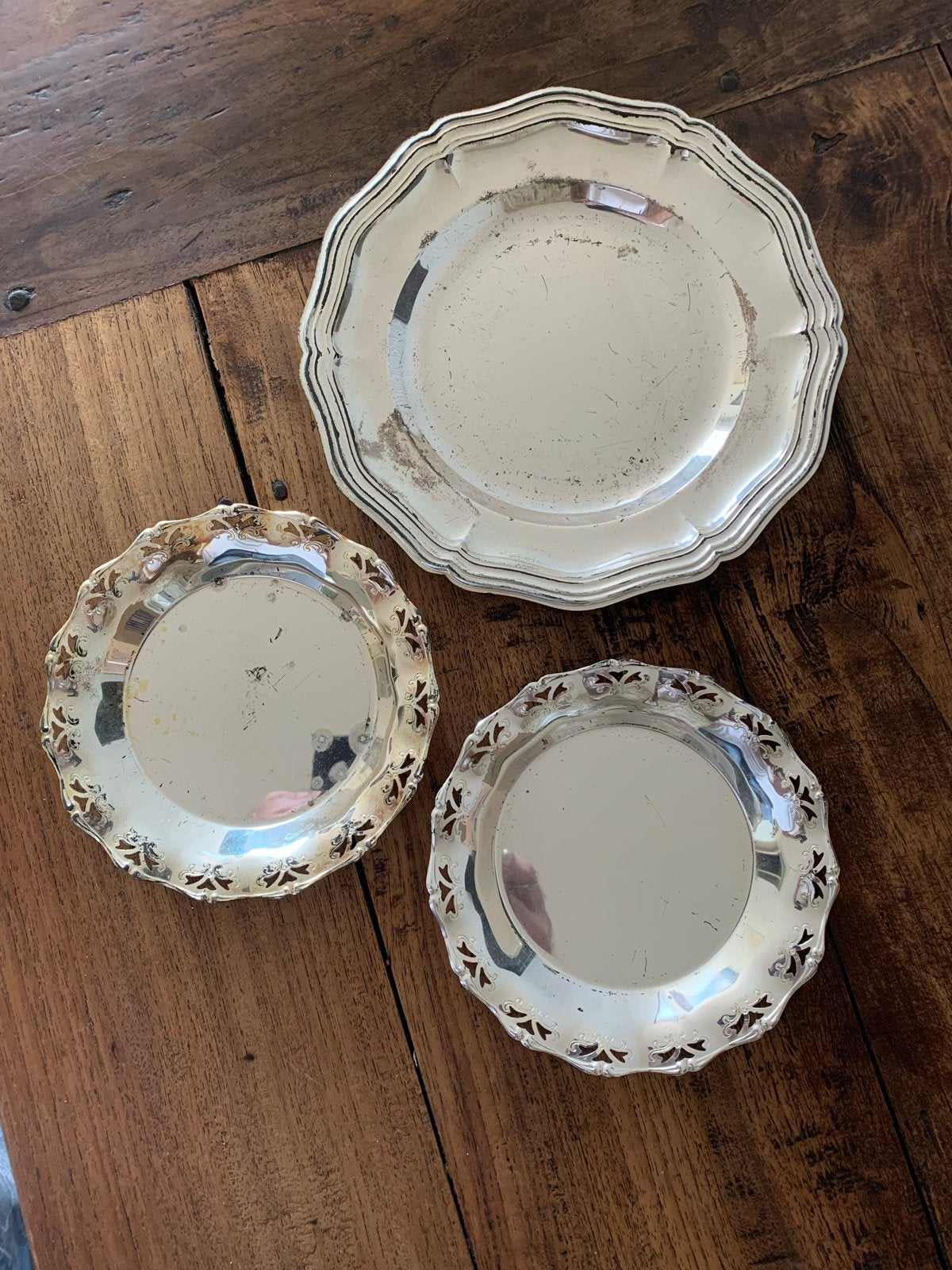 Set van 3 decoratieve zilverkleurige schaaltjes, Ophalen, Zilver
