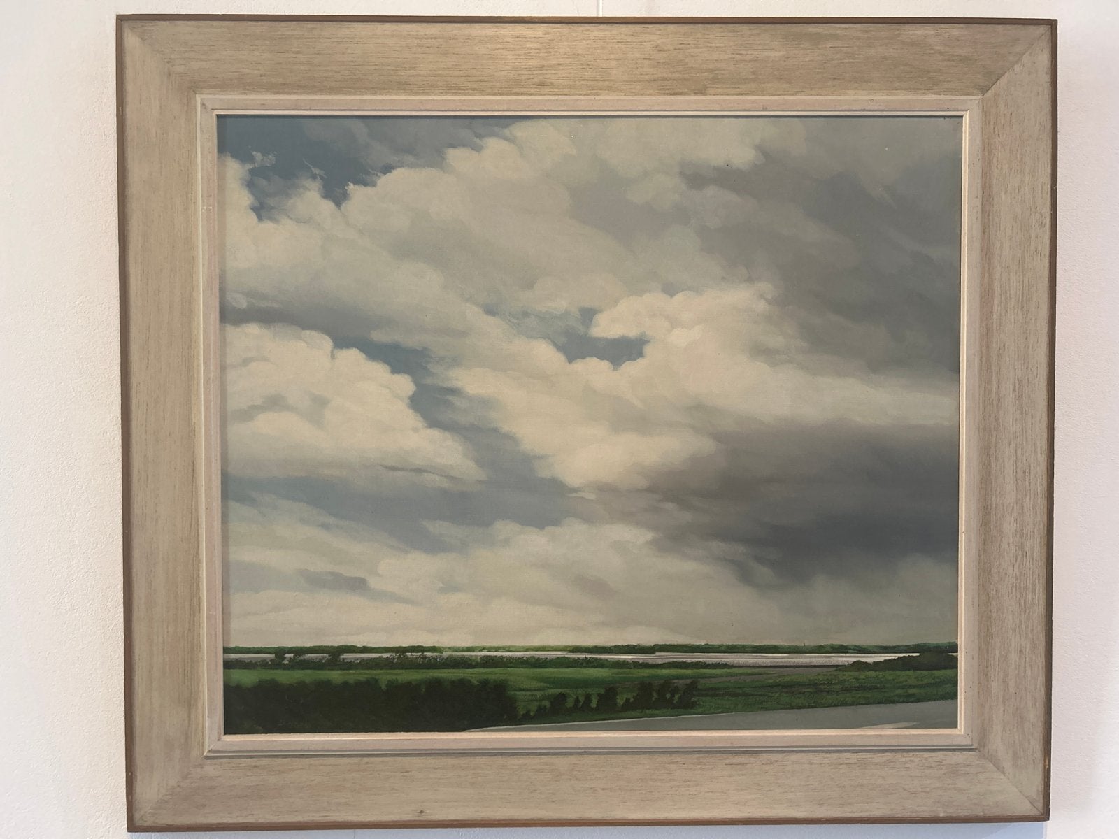 Wolkenlucht boven Zeeuws landschap - Dik Kats, Antiek en Kunst, Acrylverf, Doek, Realistisch, Ophalen of Verzenden