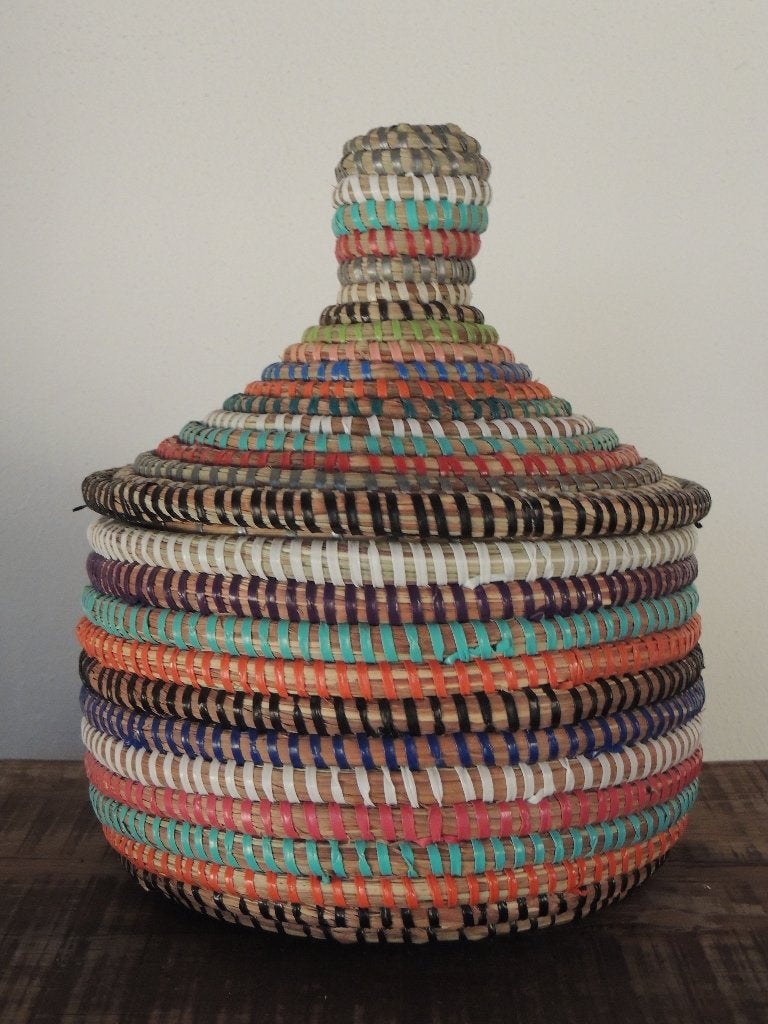Mand en deksel 25 cm fairtrade handwerk uit India € 14,95, Huis en Inrichting, Ophalen, Nieuw