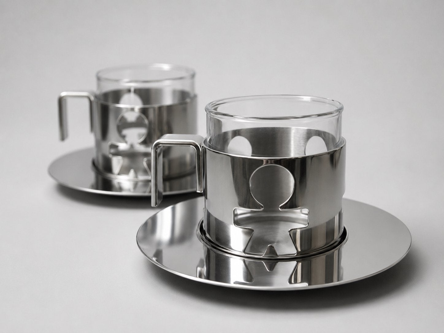 Alessi Girotondo espresso kop en schotel(2x), Huis en Inrichting, Ophalen of Verzenden, Zo goed als nieuw, Glas