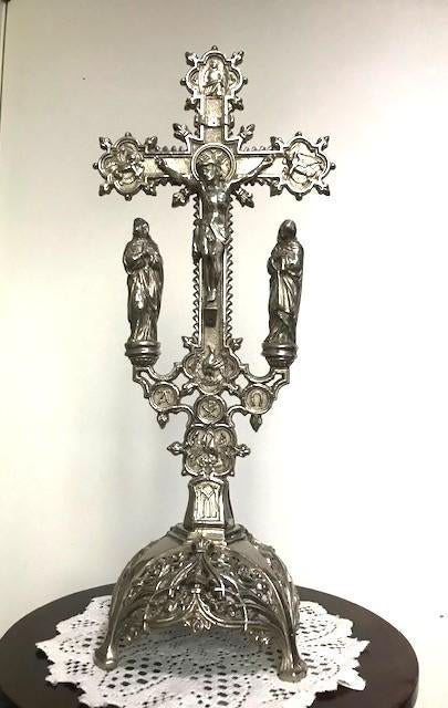 Kruis crucifix zilver Stijlvol Altaar Frans antiek😍💑🙏🤗✨, Antiek en Kunst, Ophalen of Verzenden