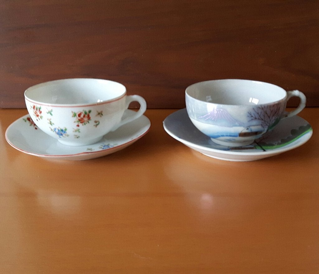 2 Japanse Theekop en Schotels Eierschaal Porselein., Antiek en Kunst, Ophalen of Verzenden