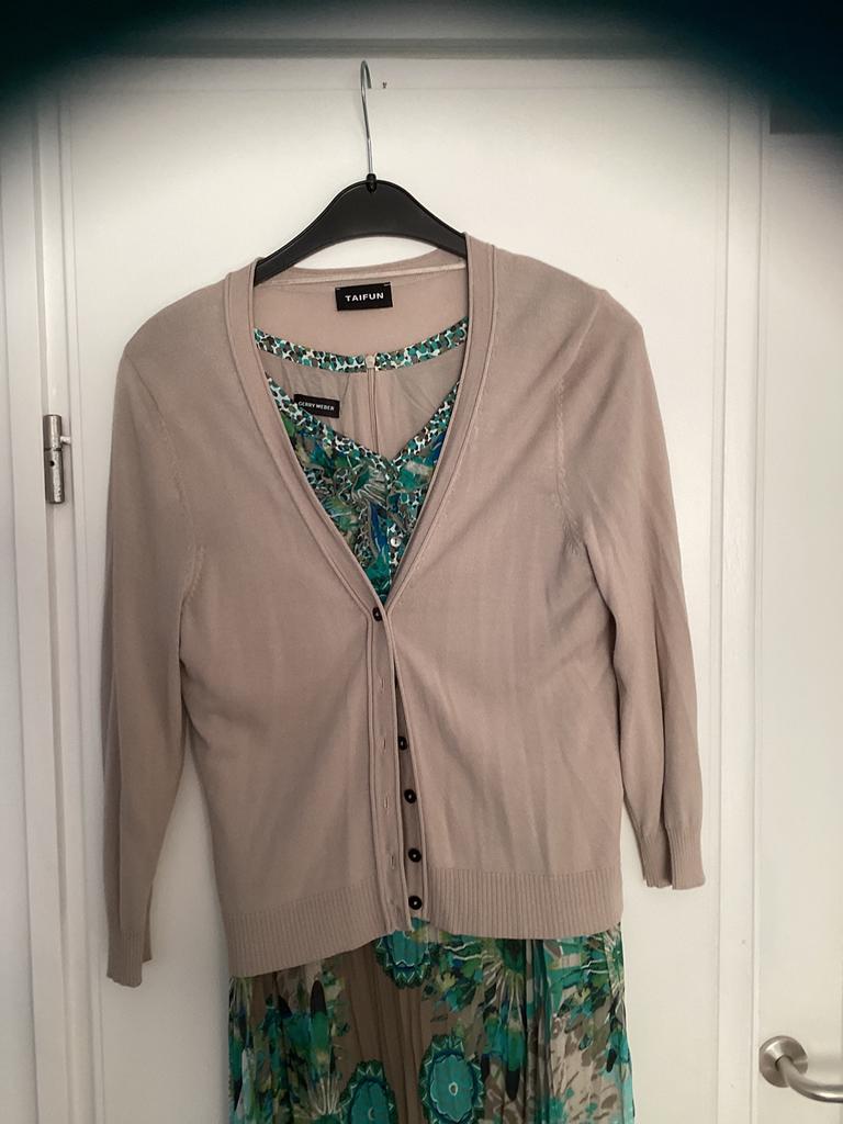 Taifun jurk en bijpassend vestje, Ophalen of Verzenden, Zo goed als nieuw, Beige