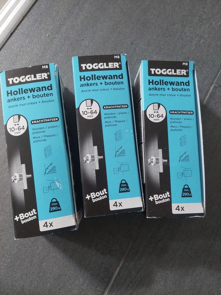 Toggler hollewand ankers (bouten + pluggen) (12x), Ophalen of Verzenden, Nieuw, Bouten of Moeren