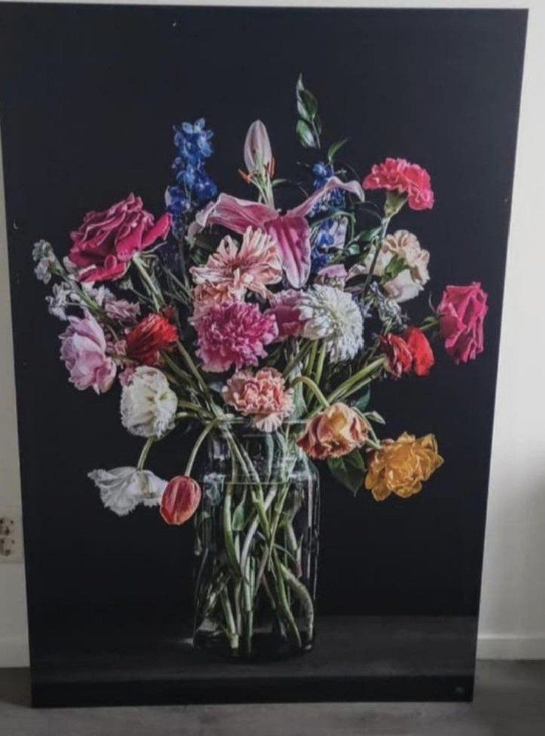 aluminium stilleven schilderij., Gebruikt, Ophalen of Verzenden, Schilderij, 75 tot 100 cm