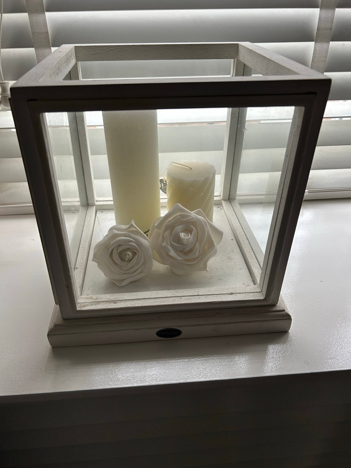 Riverdale Houten Windlicht - Sfeervolle Decoratie, Huis en Inrichting, Woonaccessoires | Kandelaars en Kaarsen, Ophalen, Wit, Zo goed als nieuw