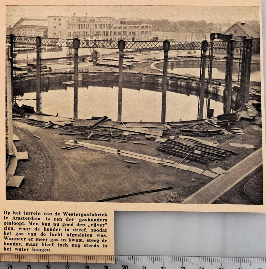 Amsterdam 1932, gashouder gesloopt en vijver nu zichtbaar, Verzenden, Voor 1940, Gebruikt, Overige onderwerpen