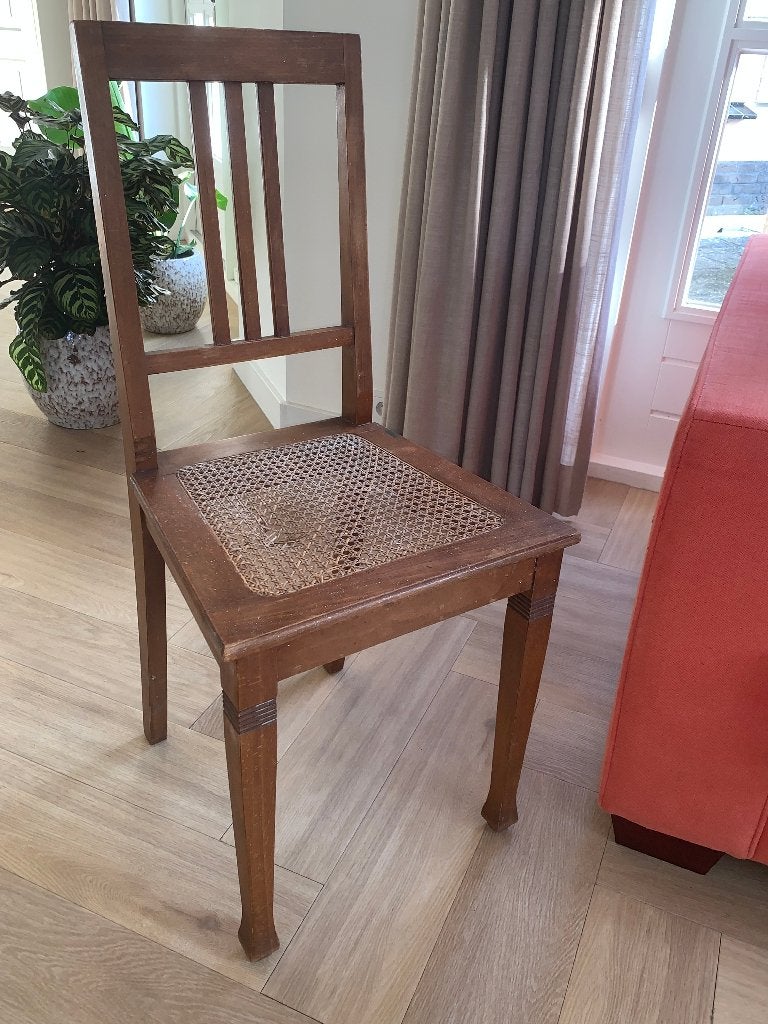 Vintage Art Nouveau Bistro Stoel rotan webbing, Antiek en Kunst, Ophalen