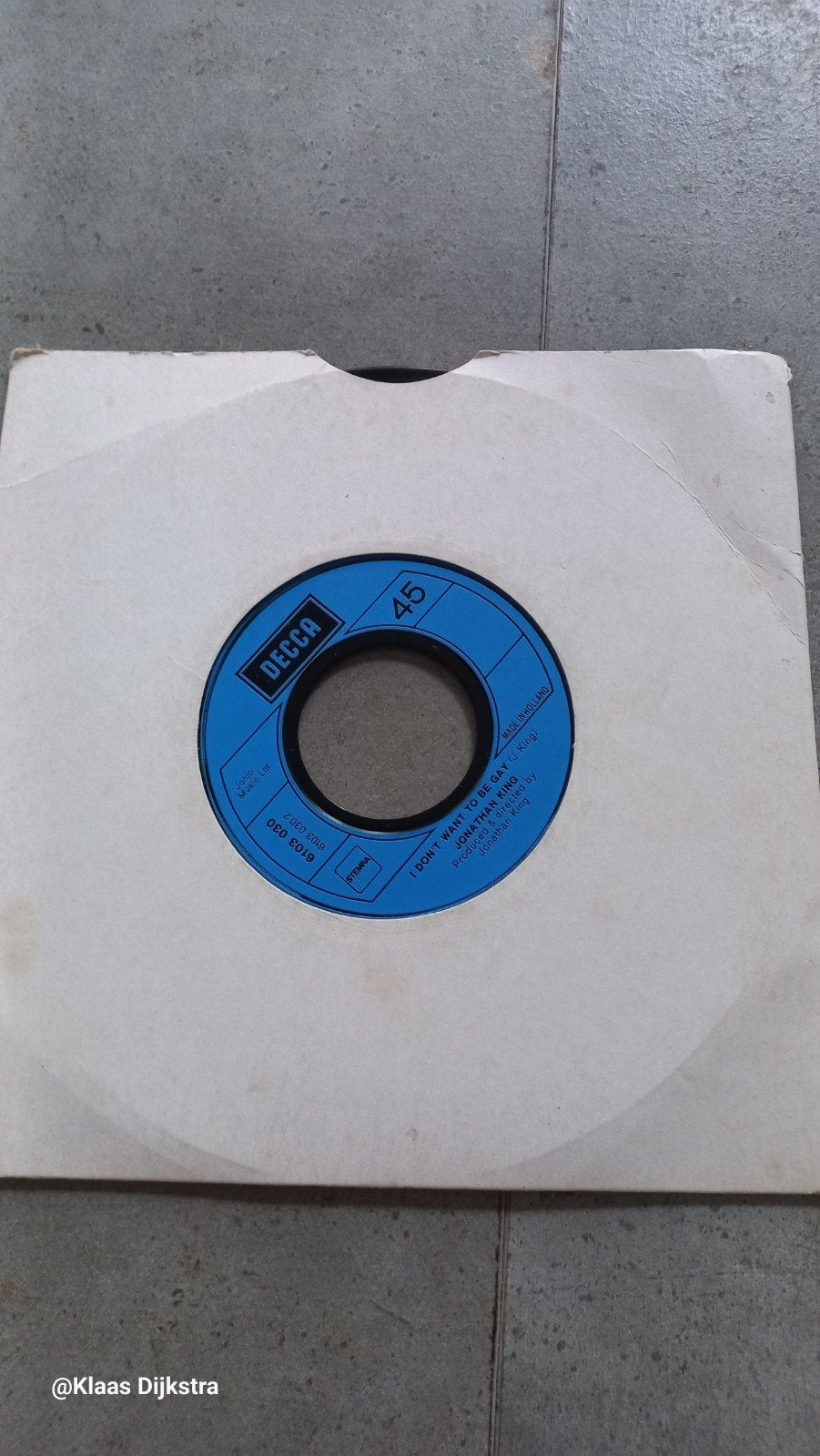 Jonathan King - I Don't Want To Be Gay (, Cd's en Dvd's, Ophalen of Verzenden, Gebruikt, 7 inch, Pop