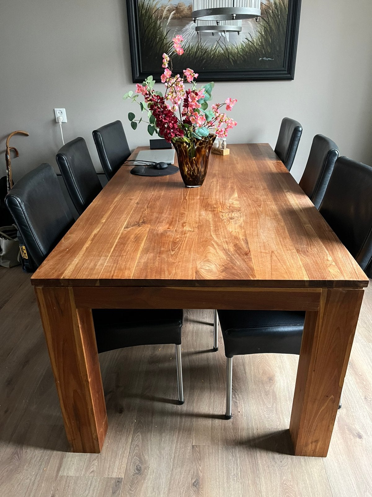 Teak houten eettafel 200/100, Ophalen, Gebruikt, Teak, 4 tot 6 stoelen
