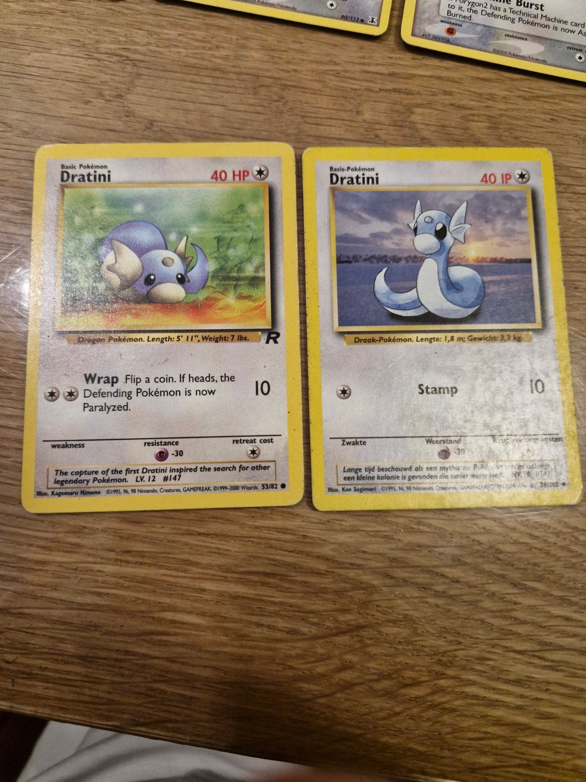 Dratini Pokémon Kaarten - Engelse en Nederlandse Versie, Verzenden