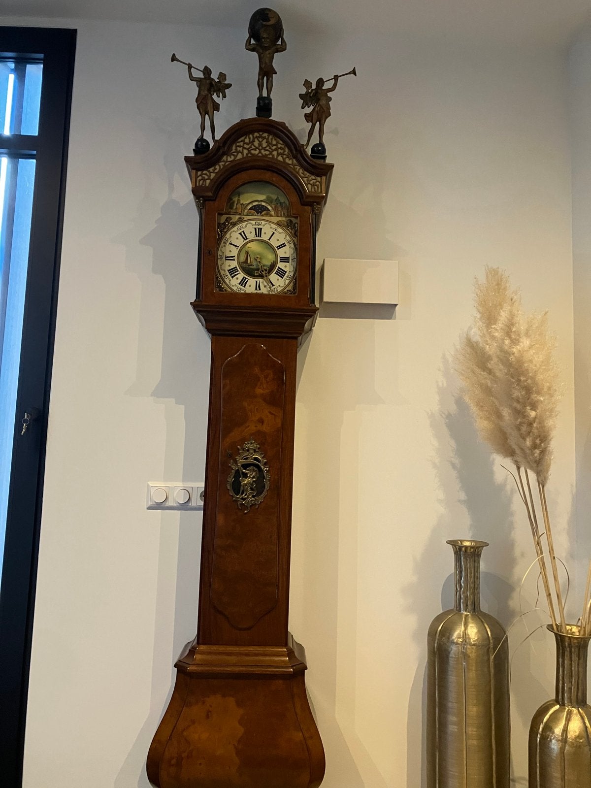 Luxe Amsterdams staand horloge – Wuba uurwerk / klok, Antiek en Kunst, Ophalen