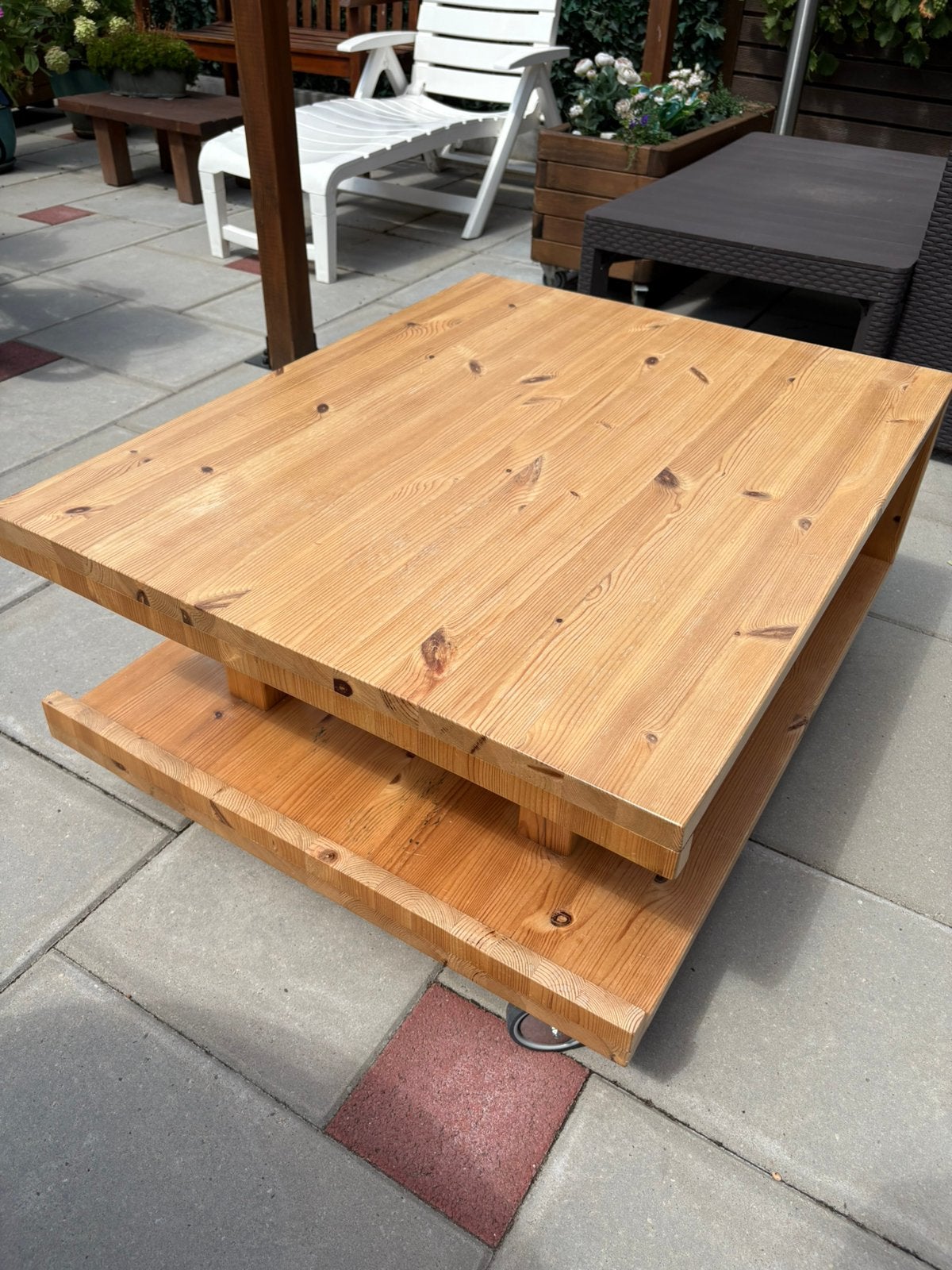 Massief Grenen Slalon/Buitentafel, Huis en Inrichting, Tafels | Salontafels, Ophalen, Gebruikt, 100 tot 150 cm, 50 tot 100 cm