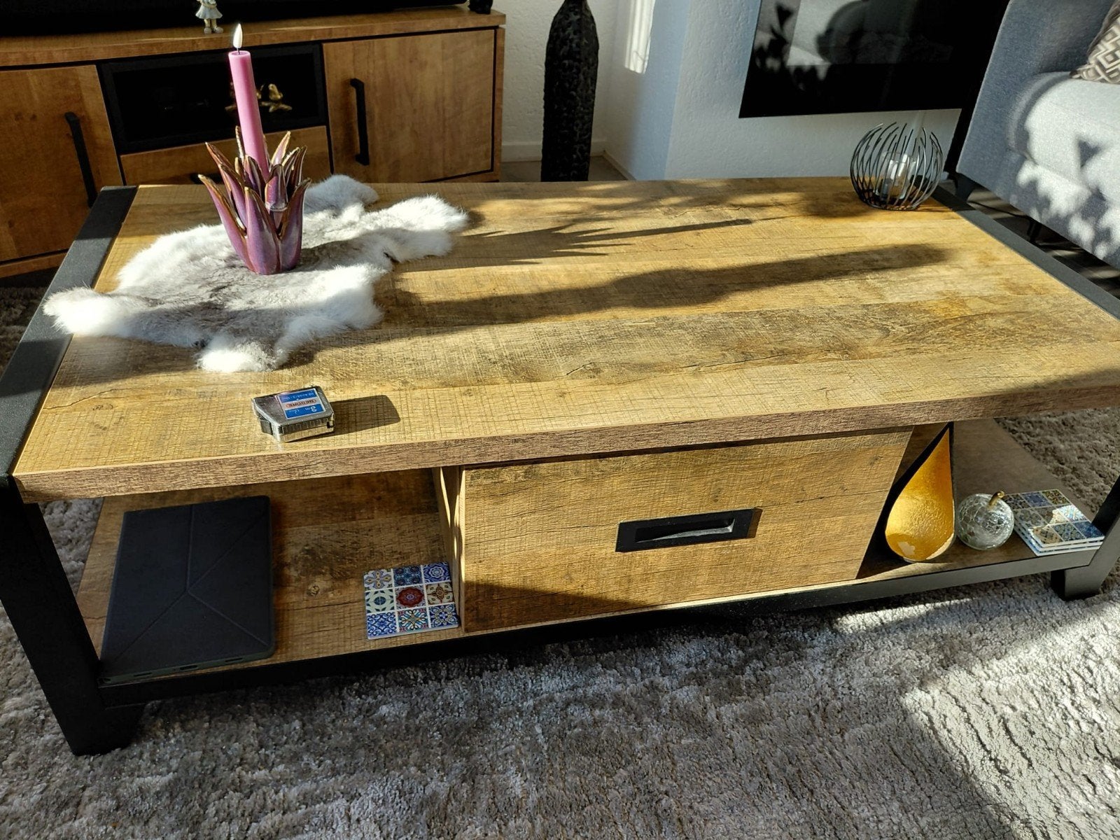 Salontafel met opbergruimte - Ophalen in Winschoten, Overige houtsoorten, Gebruikt, Ophalen of Verzenden, Minder dan 50 cm