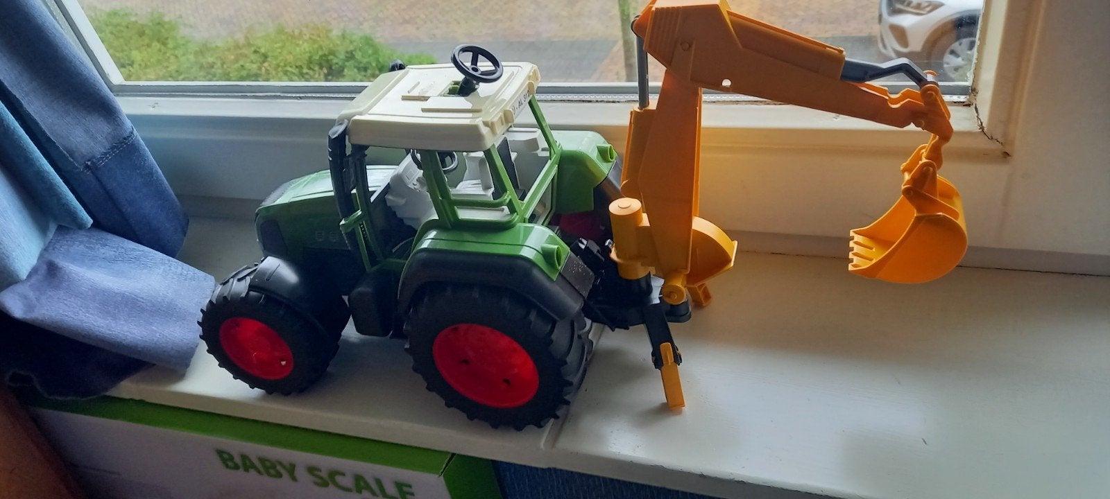 Bruder Fendt Tractor met Graafmachine en Accessoires, Ophalen of Verzenden, Gebruikt