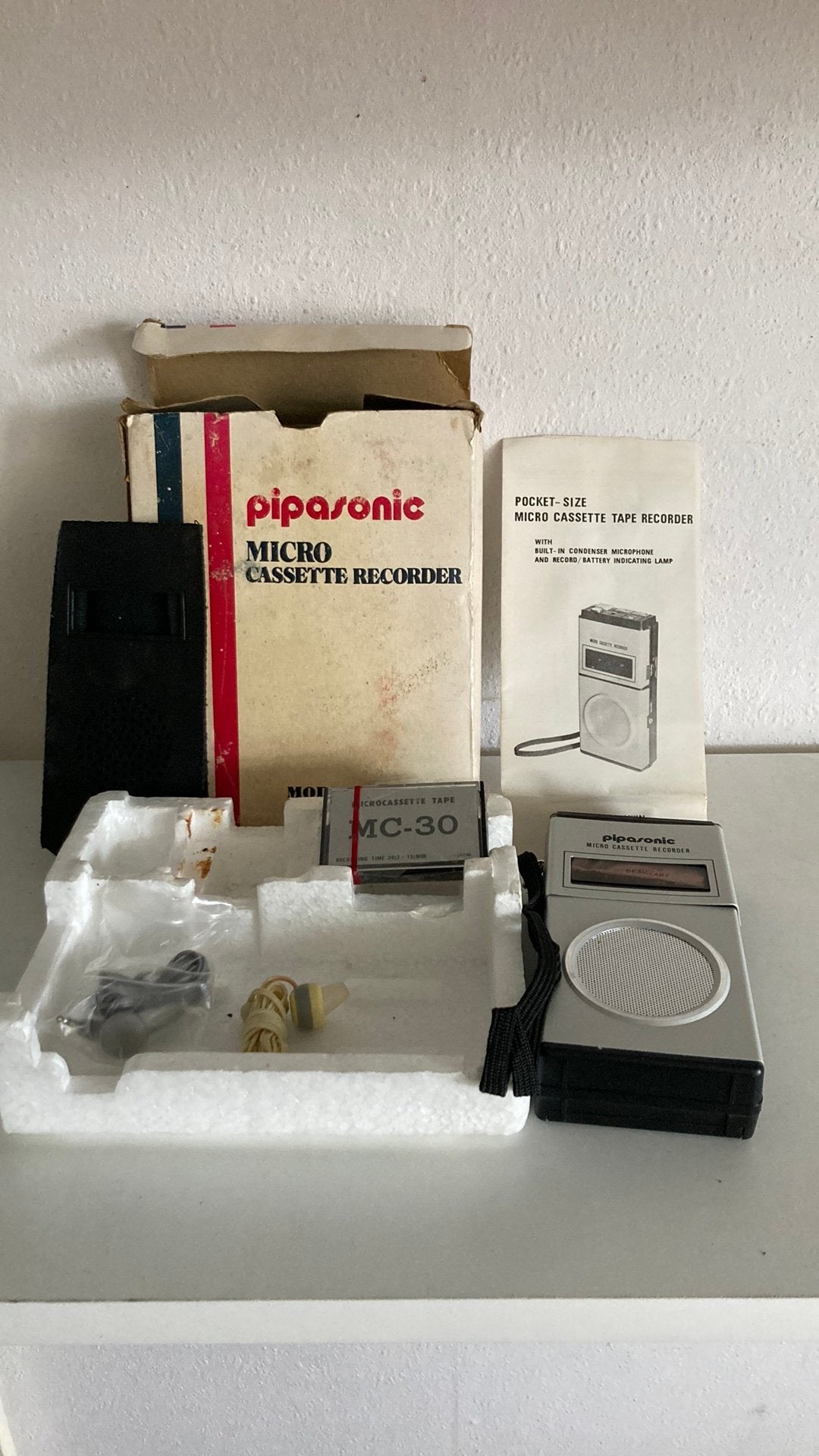 Pipasonic micro cassette recorder VINTAGE, Ophalen of Verzenden, Zo goed als nieuw, Sigarenbandjes