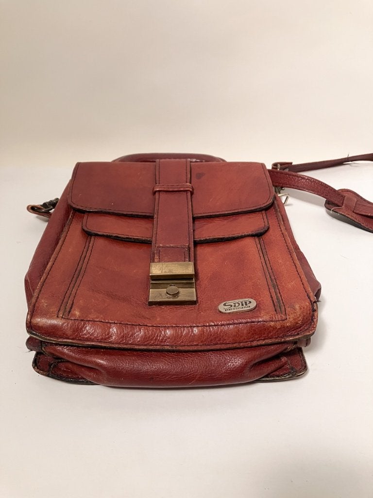 Vintage SDIP Diffusion Leren Schoudertas / Handtas, Overige merken, Gebruikt, Bruin, Ophalen of Verzenden